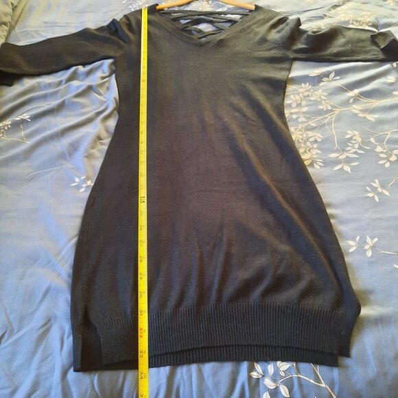 Moral Fiber Criss-Cross Tunic Knit Sweater Dress - Black, Size XS/Jr. M - Picture 11 of 13